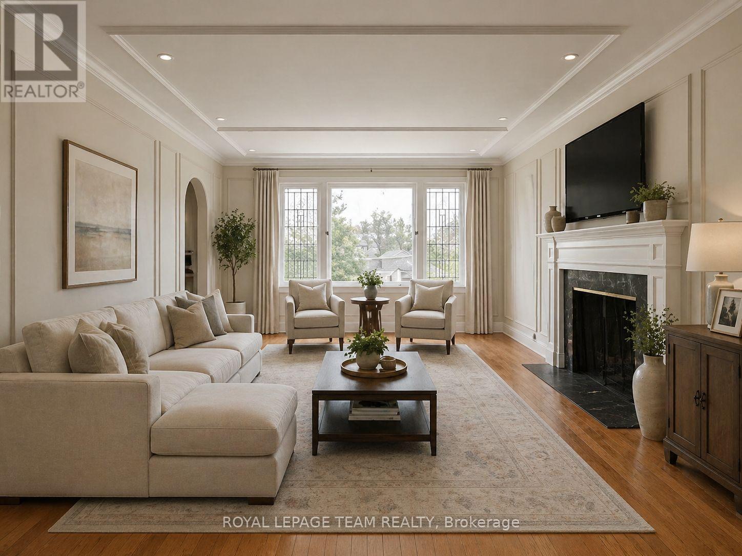 Living Room, virtually staged - 84 Riverdale Avenue, Ottawa, ON - Indoor Photo Showing Living Room With Fireplace