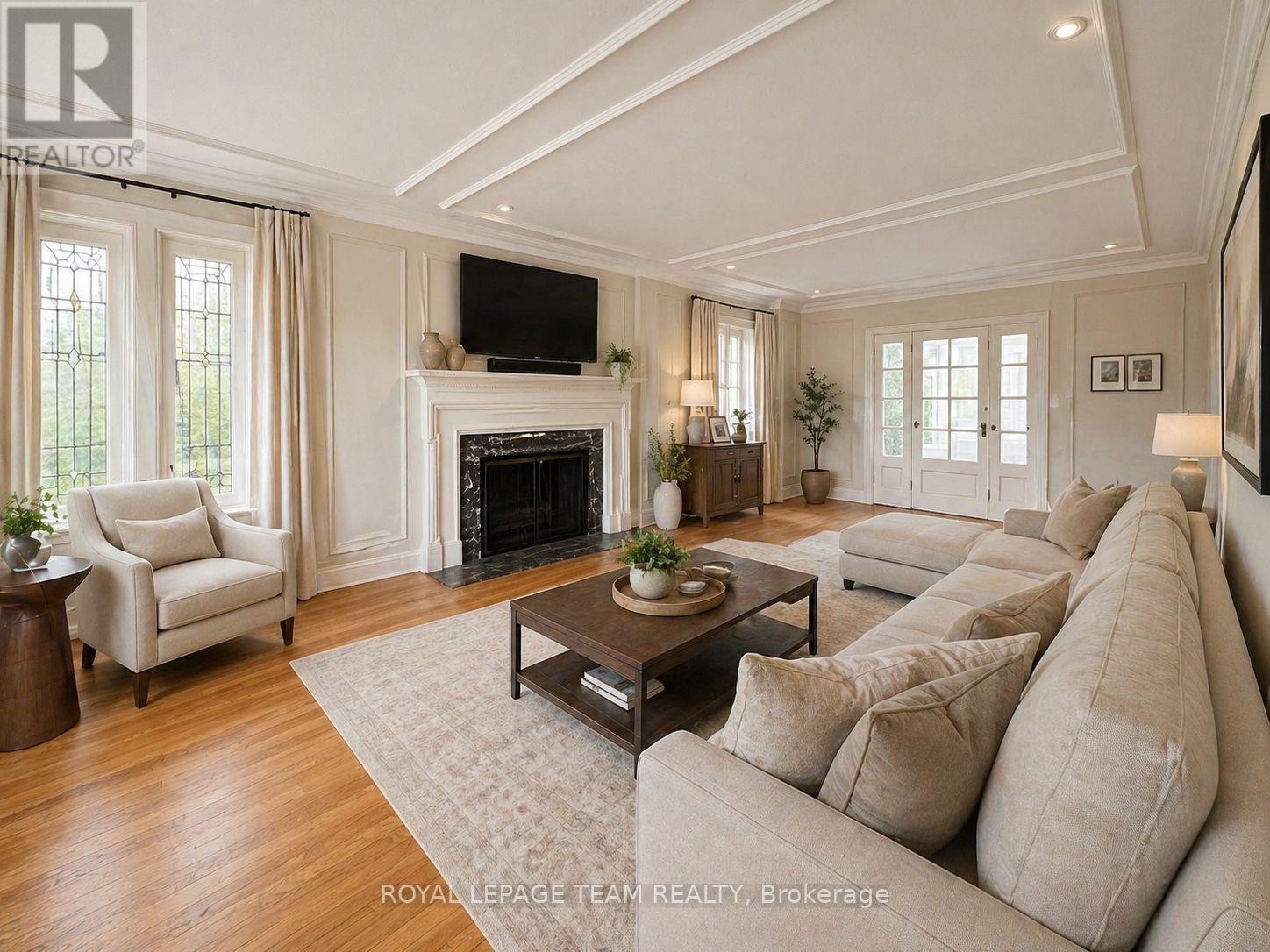 Living Room, virtually staged - 84 Riverdale Avenue, Ottawa, ON - Indoor Photo Showing Living Room With Fireplace