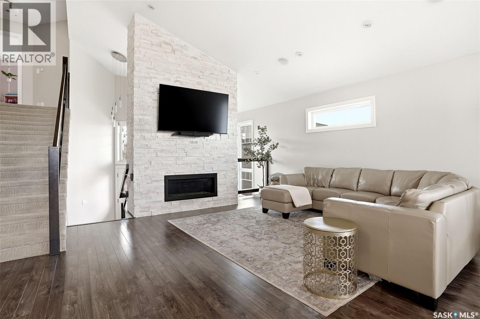 6849 Maple Vista Drive, Regina, SK - Indoor Photo Showing Living Room With Fireplace