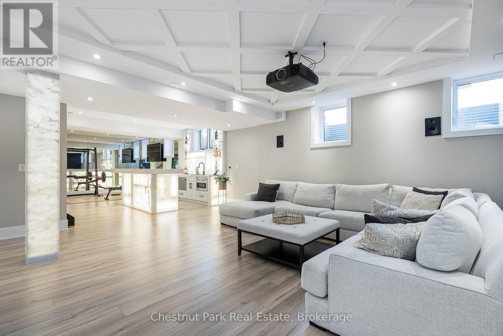Basement open floor plan rec room and media room - 1 Windrose Valley Boulevard, Clearview, ON - Indoor