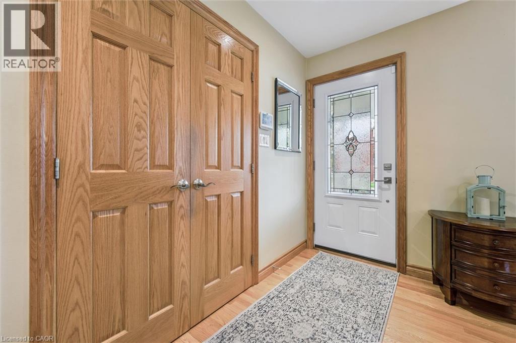 Entryway featuring hardwood flooring, light-toned walls, and a white entry door with decorative glass - 574 Sprucehill Avenue, Waterloo, ON - Indoor Photo Showing Other Room