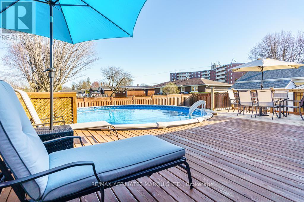 Above ground pool and patio - 1503 Second Street E, Cornwall, ON - Outdoor With Above Ground Pool With Deck Patio Veranda