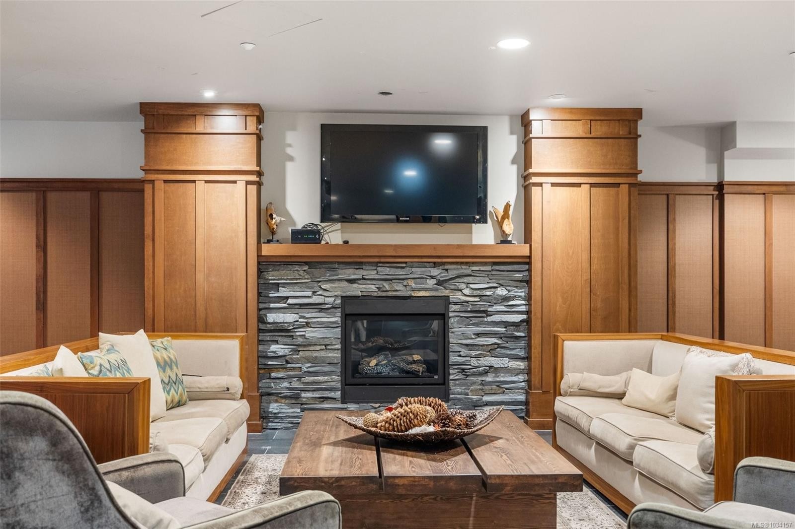 #113-1400 Lynburne Pl, Langford, BC - Indoor Photo Showing Living Room With Fireplace