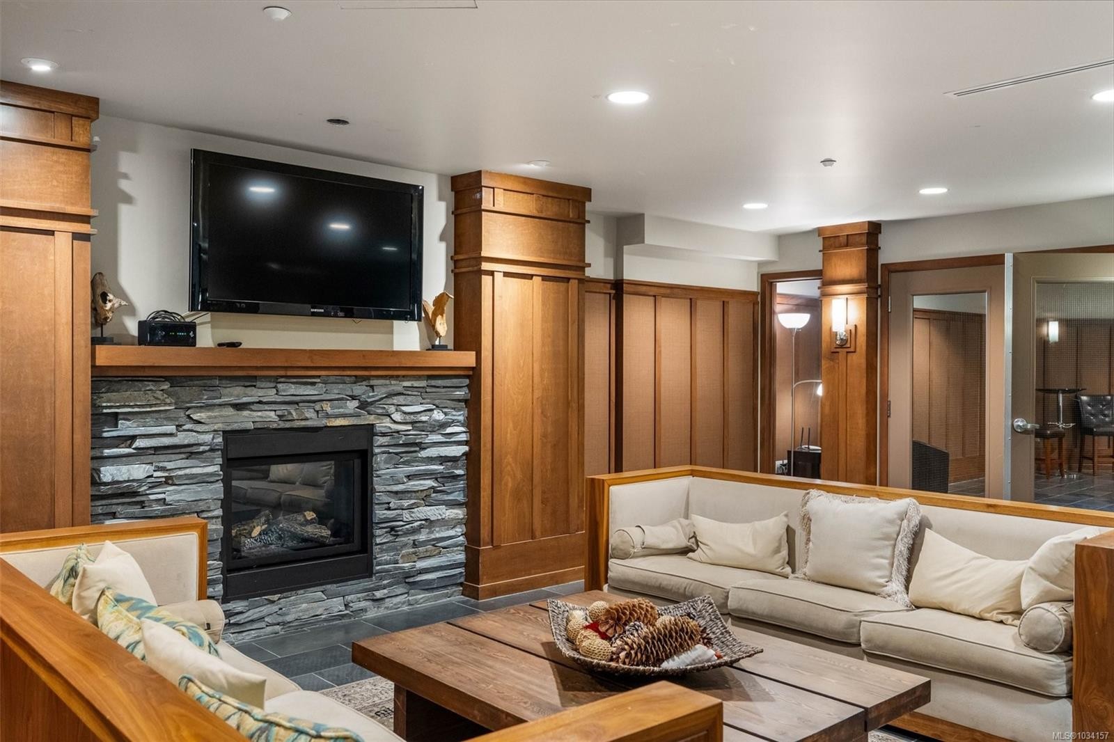 #113-1400 Lynburne Pl, Langford, BC - Indoor Photo Showing Living Room With Fireplace