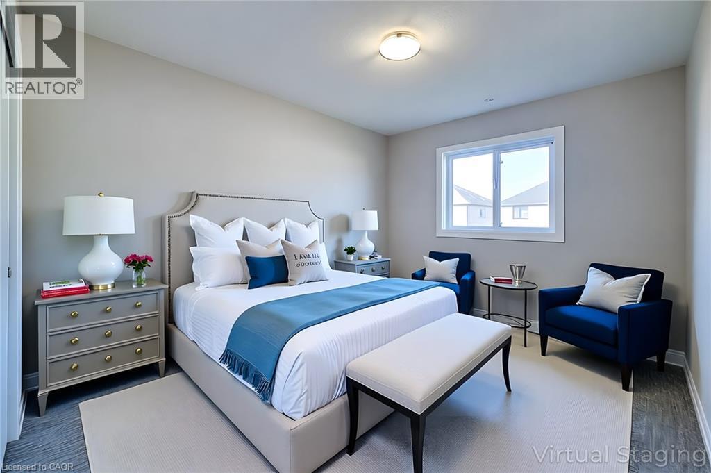 Bedroom featuring a window with white trim, a recessed light fixture, and wood-finish flooring - 111 Alicia Crescent, Thorold, ON