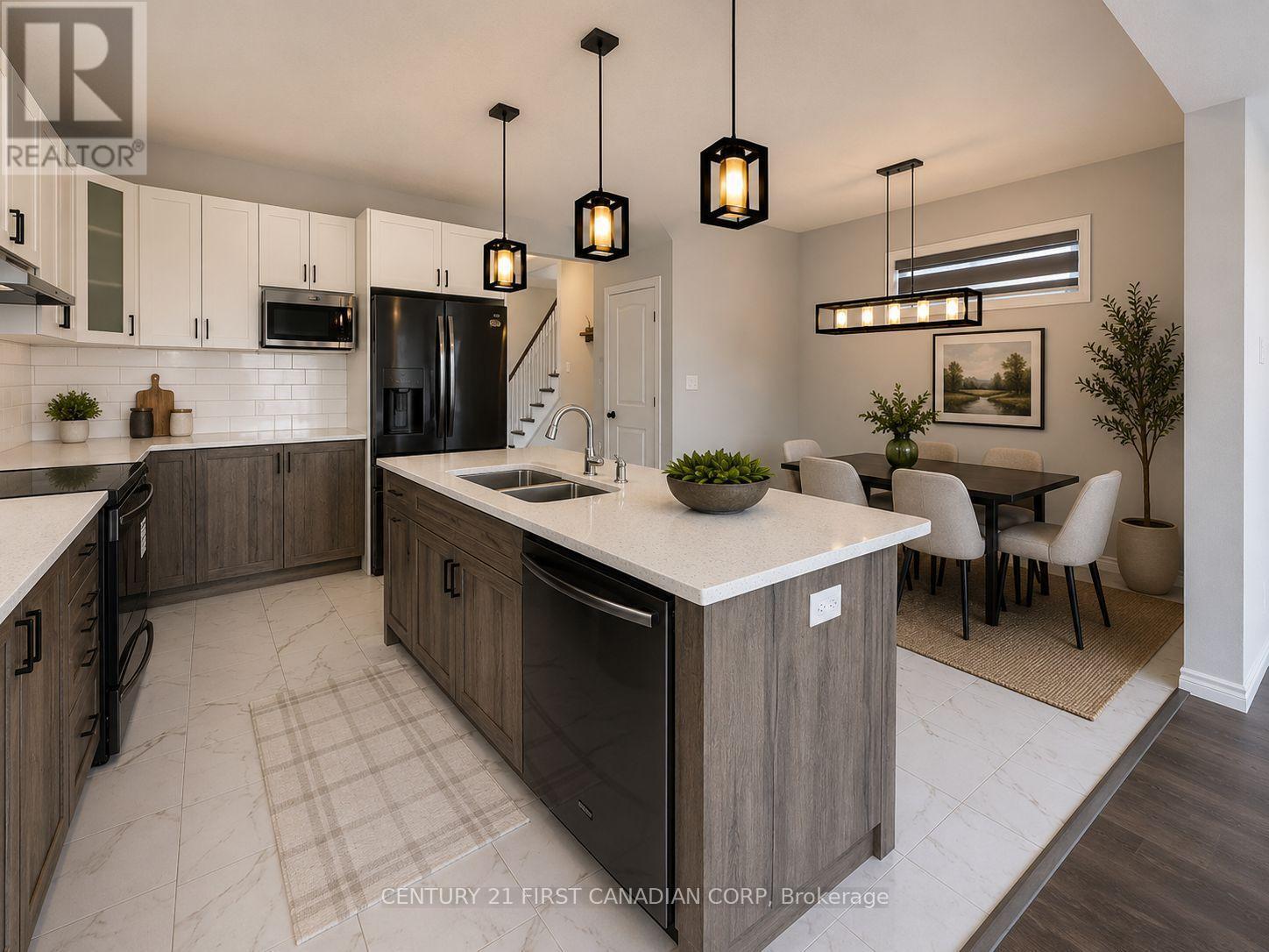 Virtually staged - 245 Wesley Boulevard, Cambridge, ON - Indoor Photo Showing Kitchen With Double Sink