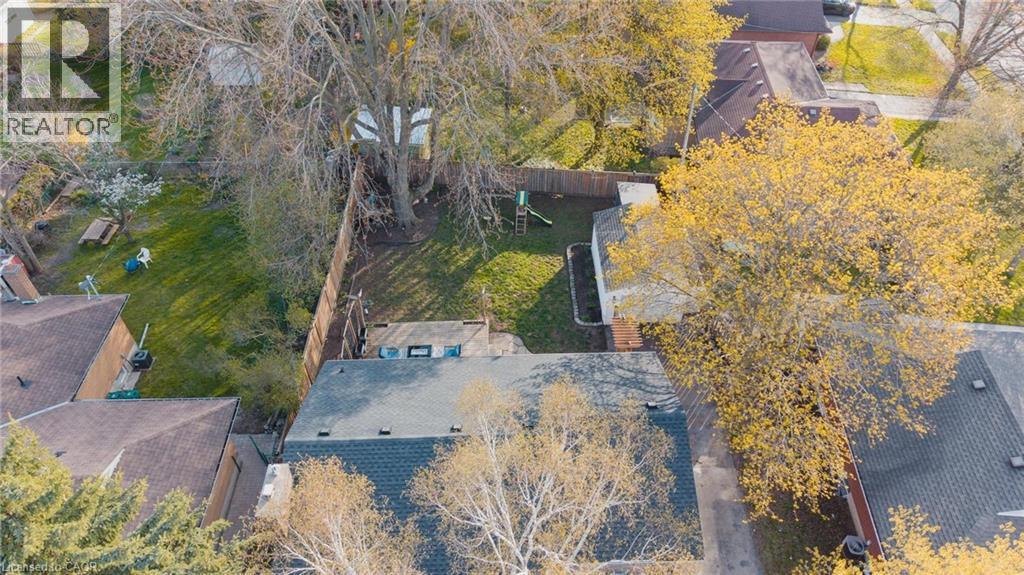 Expansive fenced backyard featuring a manicured lawn, mature trees, and a wooden privacy fence - 120 Elgin Crescent, Waterloo, ON - Outdoor With View