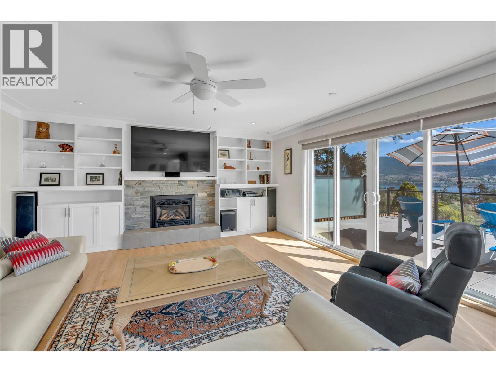 1213 Lambert Drive, Penticton, BC - Indoor Photo Showing Living Room With Fireplace
