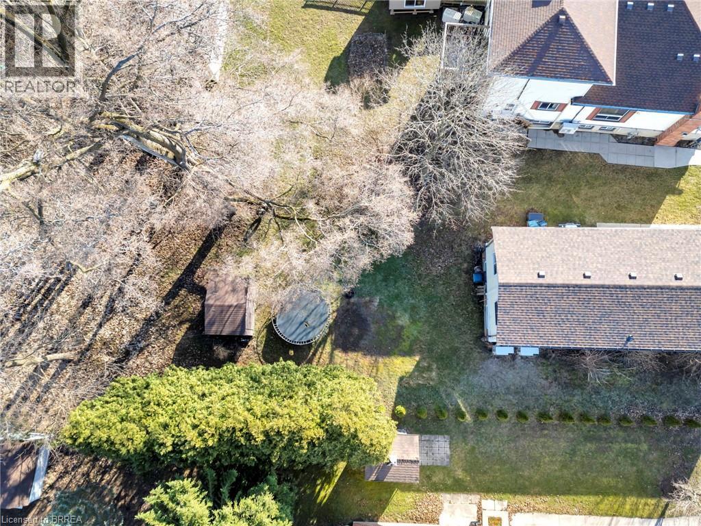 Spacious lot featuring mature trees, a storage shed, and areas of manicured lawn - 9 Cherry Street, Simcoe, ON - Outdoor