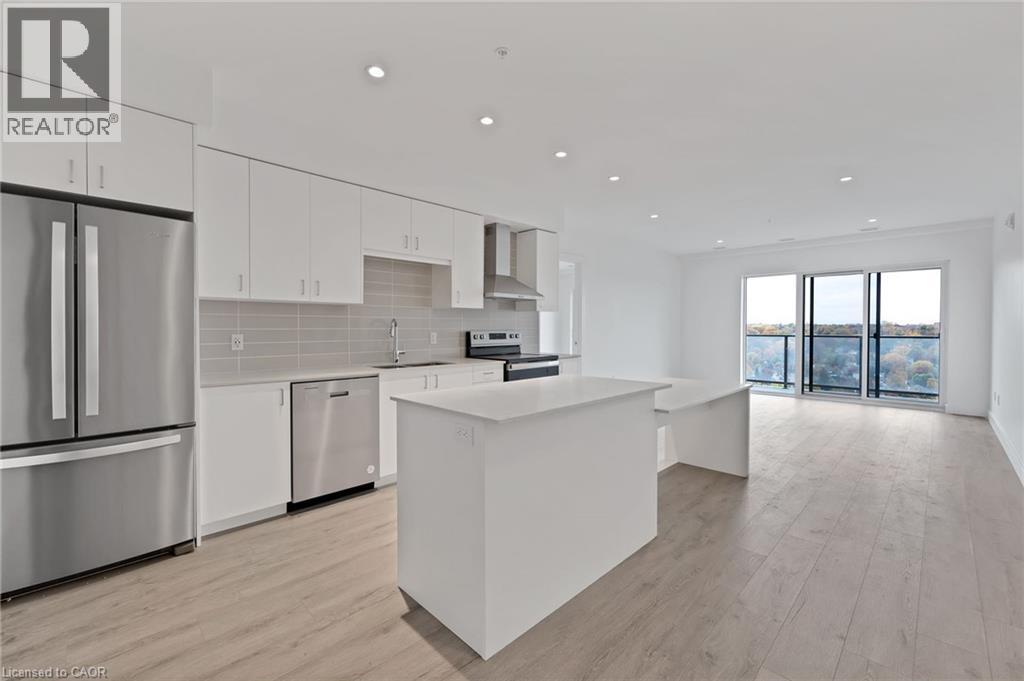 15 Glebe Street Unit# 1904, Cambridge, ON - Indoor Photo Showing Kitchen With Stainless Steel Kitchen With Upgraded Kitchen