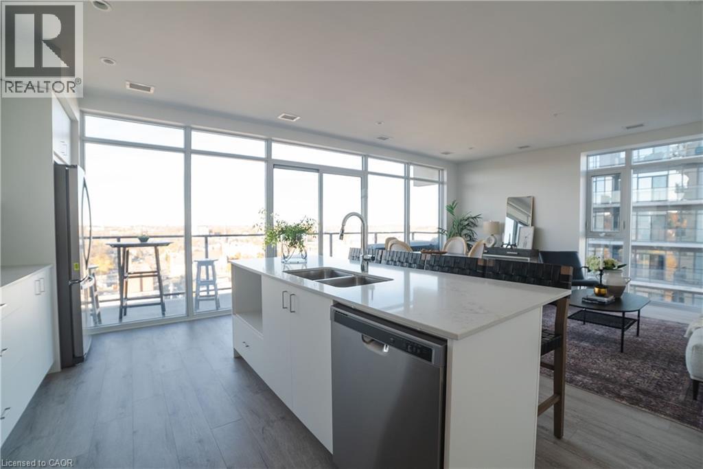 15 Glebe Street Unit# 1701, Cambridge, ON - Indoor Photo Showing Kitchen With Double Sink