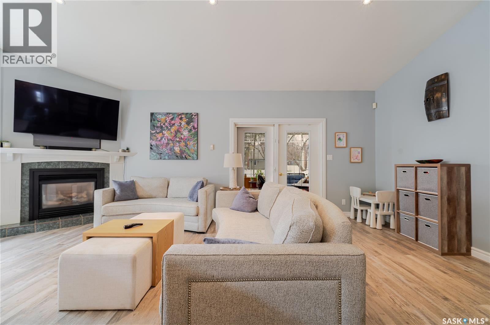 1054 Monk Avenue, Moose Jaw, SK - Indoor Photo Showing Living Room With Fireplace