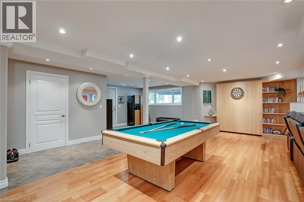 Recreation room featuring a pool table, recessed lighting, and wood-finish flooring - 4285 Couples Crescent, Burlington, ON - Indoor Photo Showing Other Room