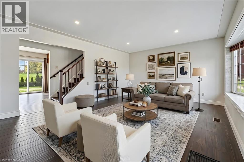 Virtually staged - 49 Overlea Drive, Kitchener, ON - Indoor Photo Showing Living Room