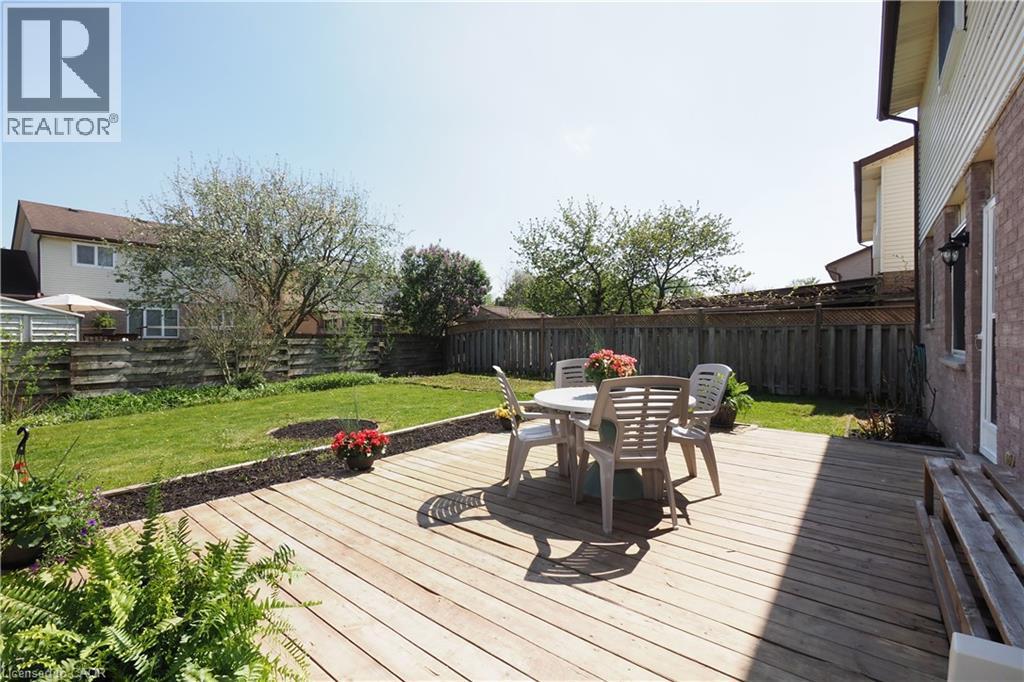 Expansive backyard featuring a wood deck and manicured lawn - 27 Scenic Wood Crescent, Kitchener, ON - Outdoor With Deck Patio Veranda