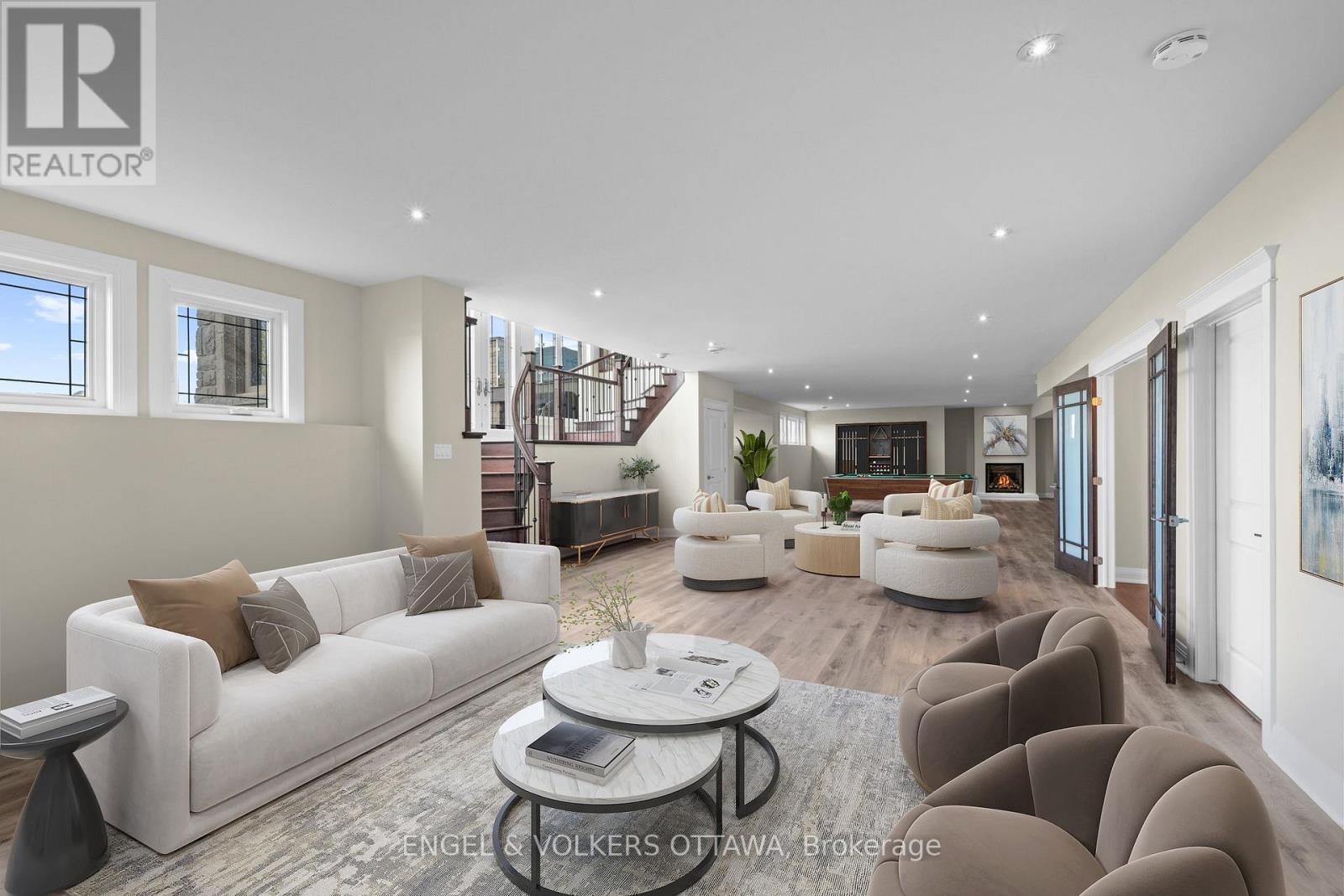 Virtually Staged Lower Level - 1457 Waters Edge Way, Ottawa, ON - Indoor Photo Showing Living Room