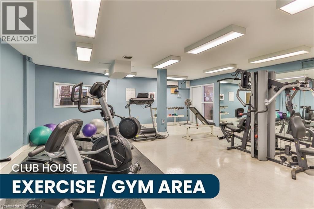 Dedicated fitness room featuring cardio machines, weight training equipment, and mirrored walls - 375 Silverbirch Boulevard, Hamilton, ON - Indoor Photo Showing Gym Room