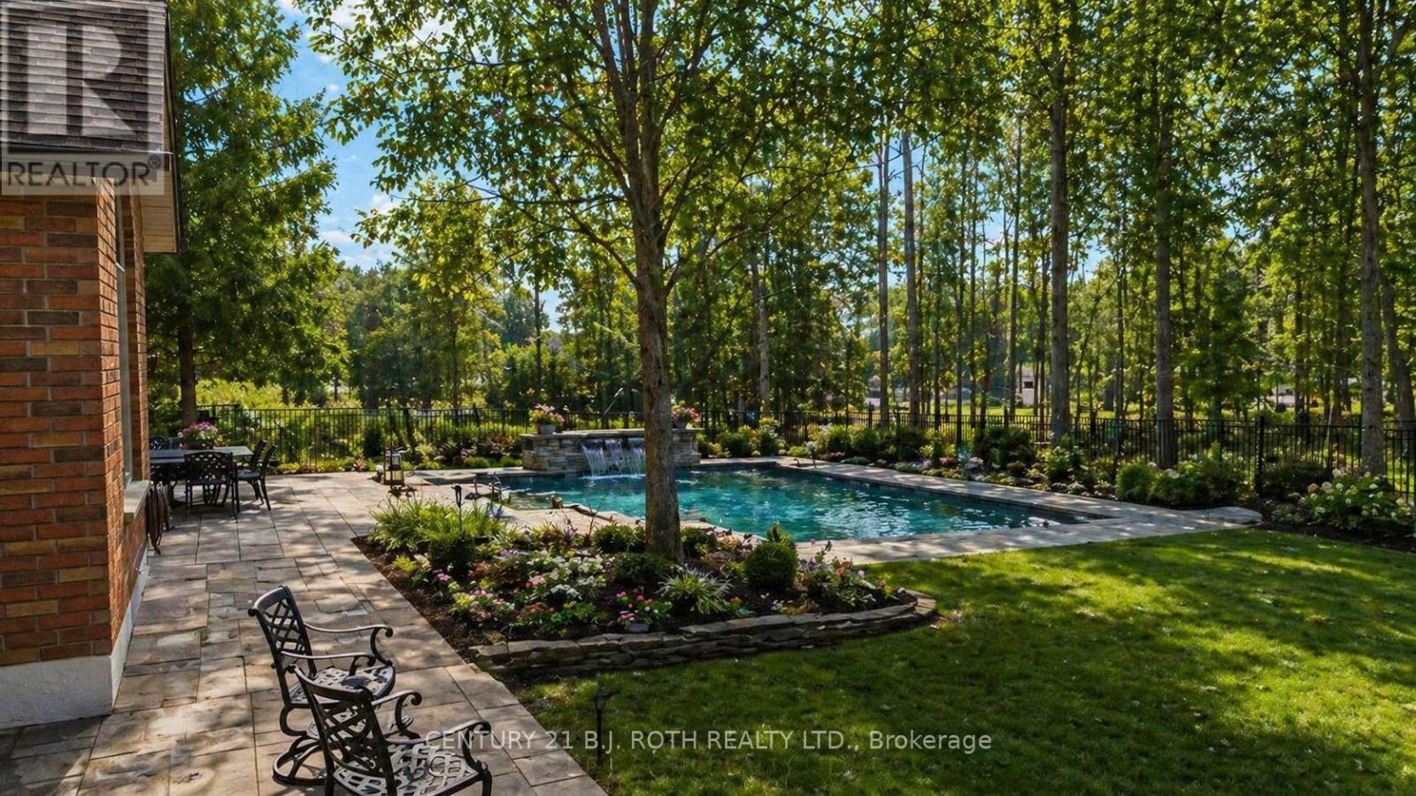 *Virtual rendering of backyard with pool addition - 6 Lloyd Cook Drive E, Springwater, ON - Outdoor With In Ground Pool