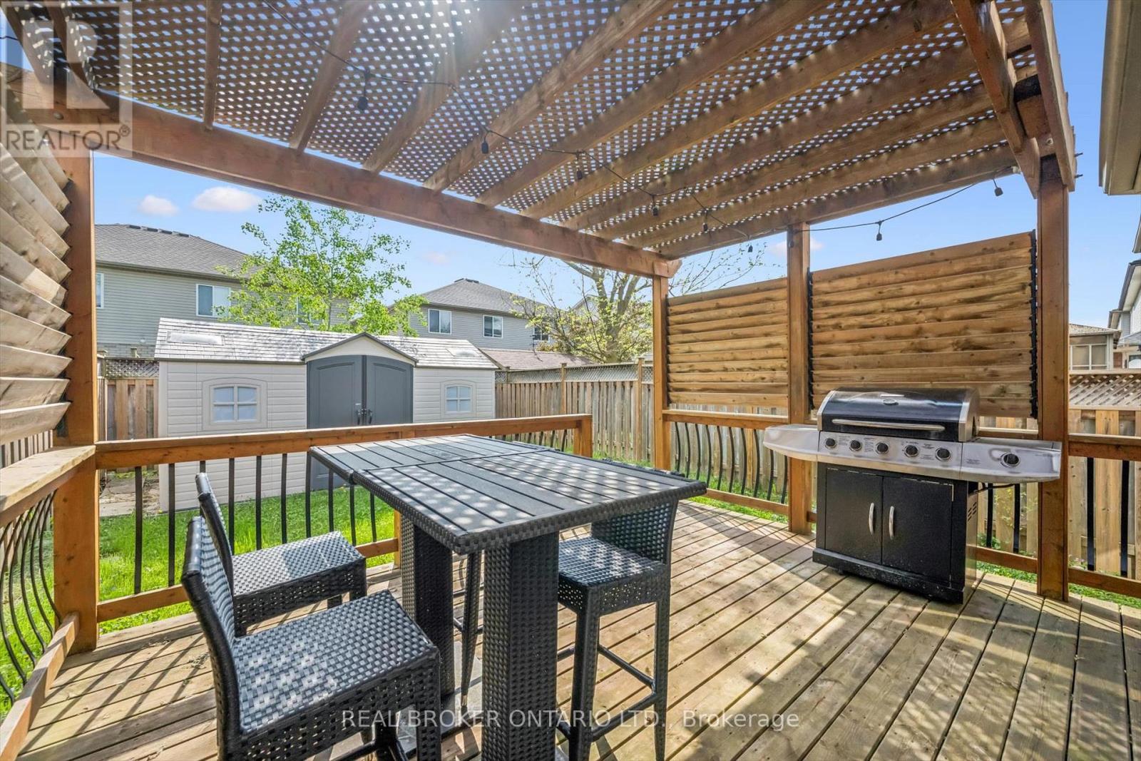 Deck with Pergola - 511 Dansbury Drive, Waterloo, ON - Outdoor With Deck Patio Veranda With Exterior