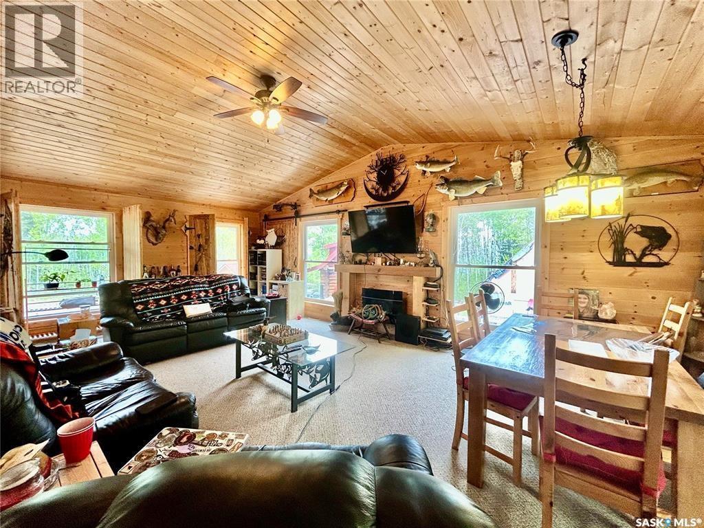 10 Hillview Drive, Tobin Lake, SK - Indoor Photo Showing Living Room With Fireplace