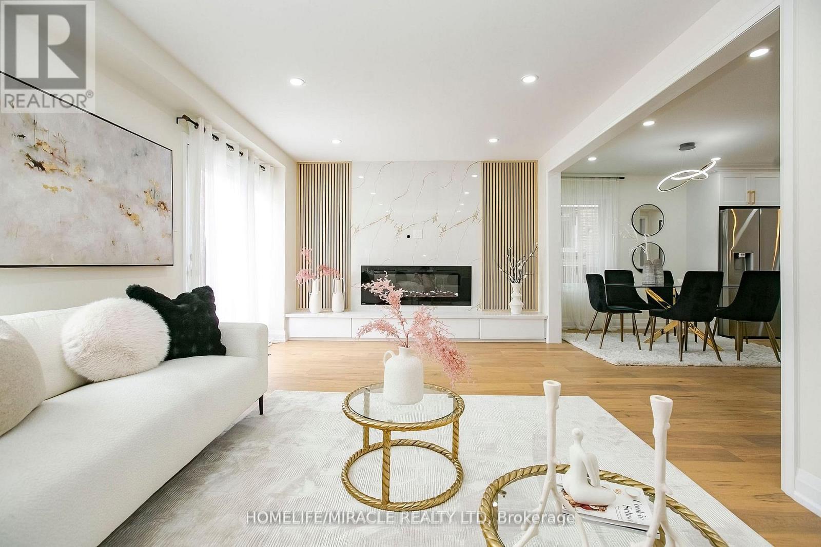 52 Foxacre Row, Brampton, ON - Indoor Photo Showing Living Room With Fireplace
