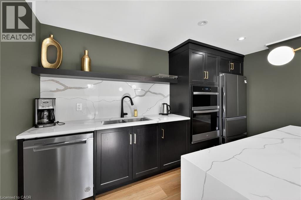 Party Room Kitchen - 153 Wilson Street W Unit# 310, Ancaster, ON - Indoor Photo Showing Kitchen With Stainless Steel Kitchen With Double Sink