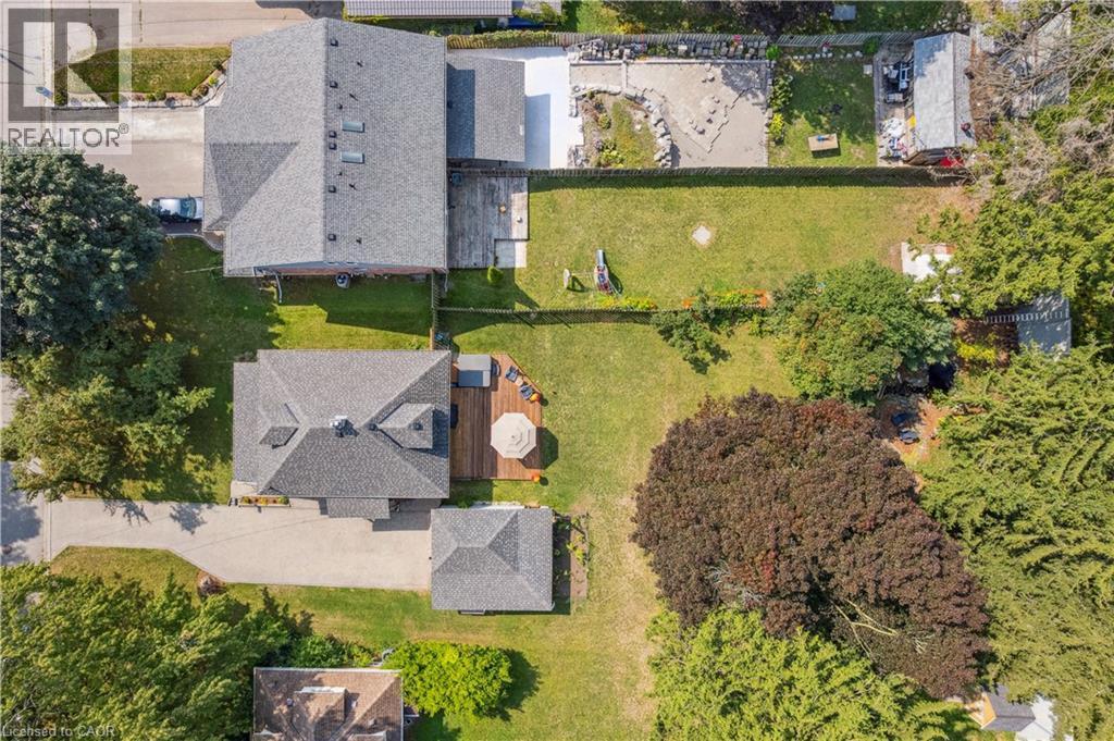 Aerial perspective showcasing a property with a spacious backyard - 310 Kitchener Road, Cambridge, ON - Outdoor With View