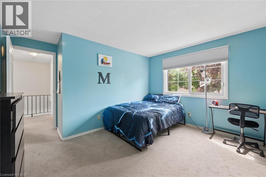 Carpeted bedroom with a window featuring horizontal blinds - 50 Lewis Crescent, Kitchener, ON - Indoor Photo Showing Bedroom