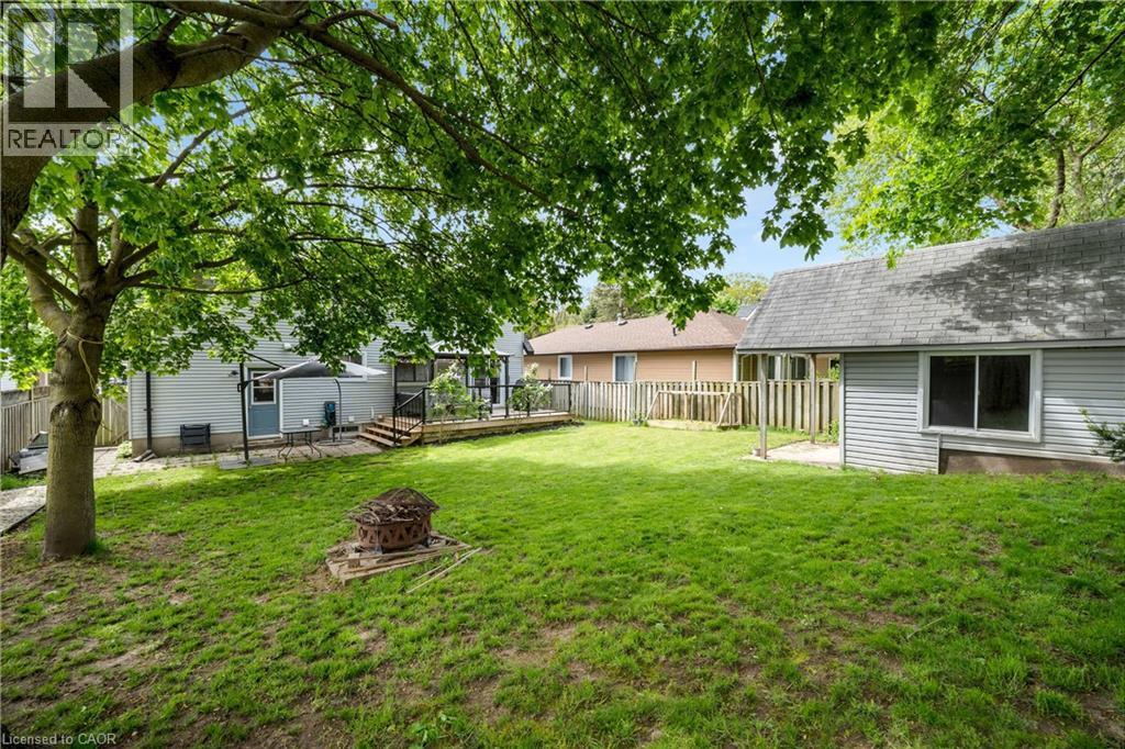 Expansive backyard with a generous lawn area and mature tree providing shade - 26 Peachtree Crescent, Cambridge, ON - Outdoor