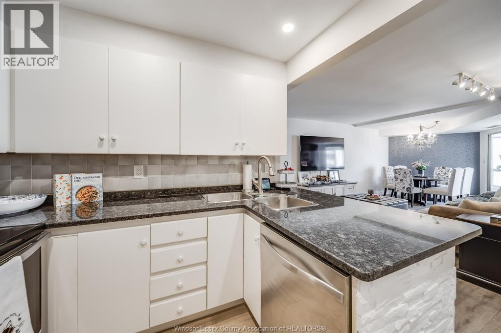 3601 Riverside Drive East Unit# 607, Windsor, ON - Indoor Photo Showing Kitchen With Double Sink