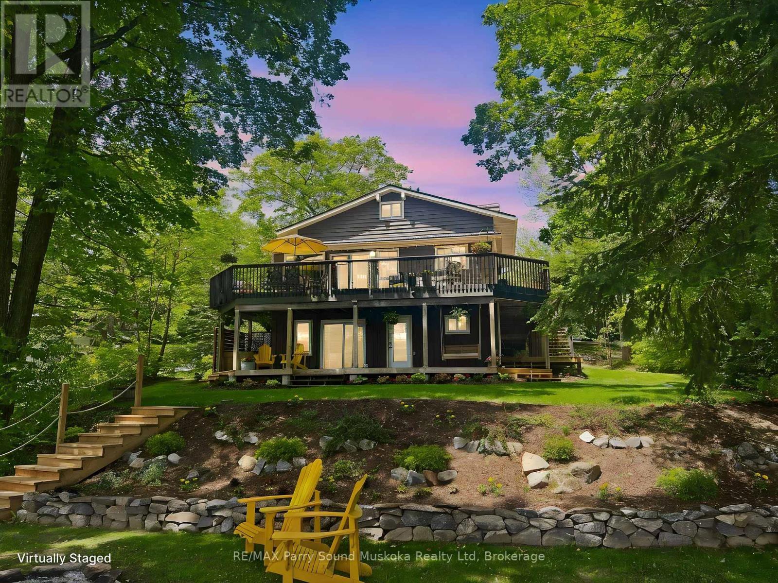 Private treed lakeside gem! - 13 Peninsula Shores Road E, Mcdougall, ON - Outdoor With Deck Patio Veranda