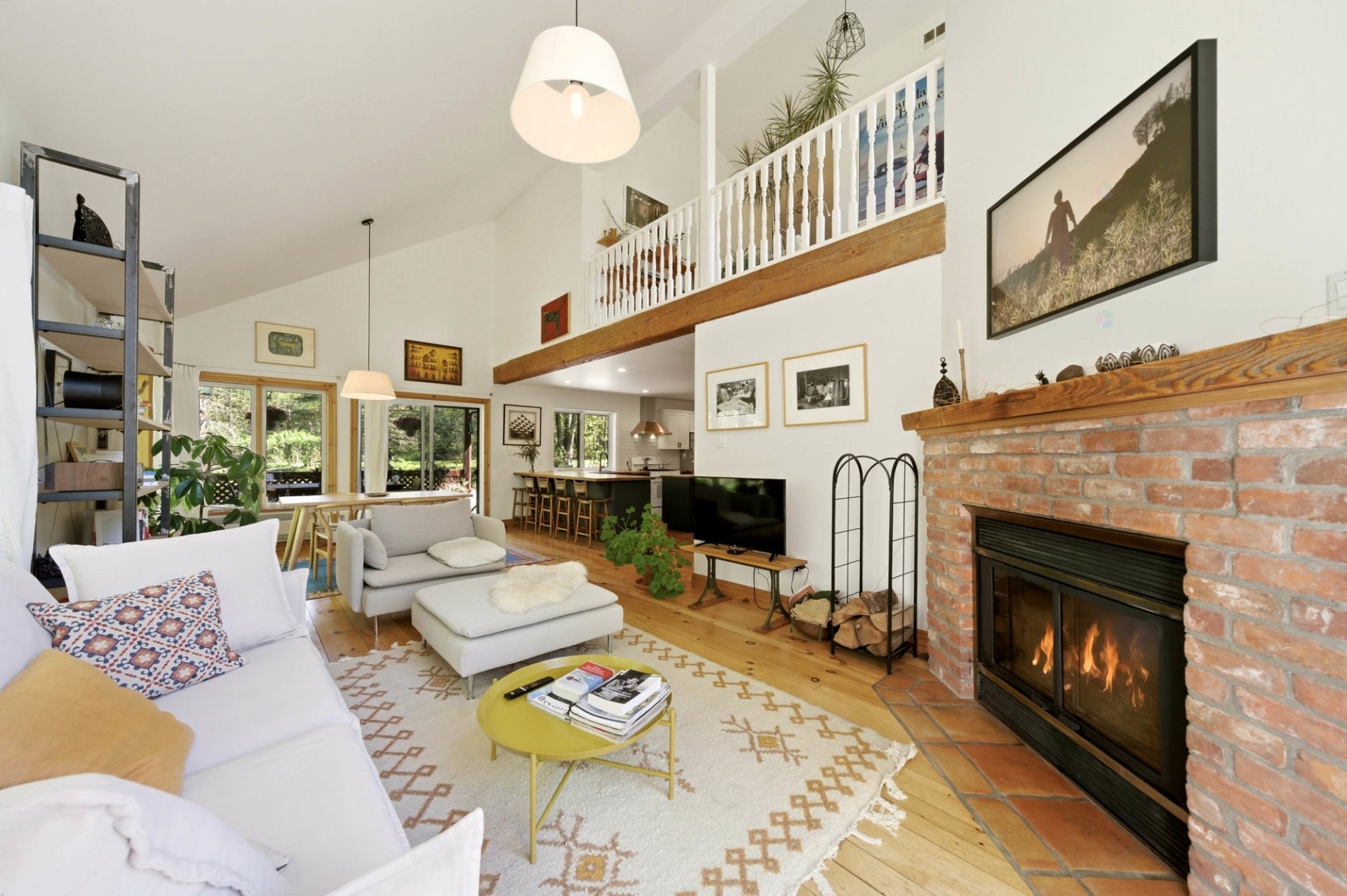 Living Room - 250 Ch. Judd, Sutton, QC - Indoor Photo Showing Living Room With Fireplace