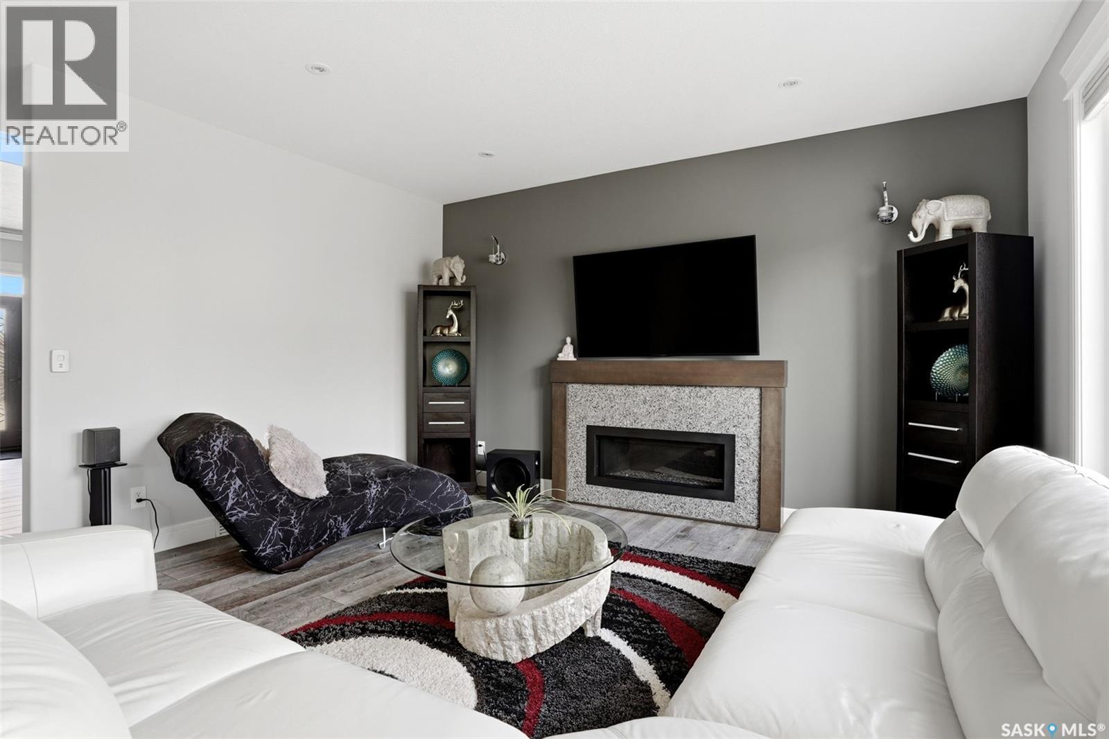4868 Wright Road, Regina, SK - Indoor Photo Showing Living Room With Fireplace
