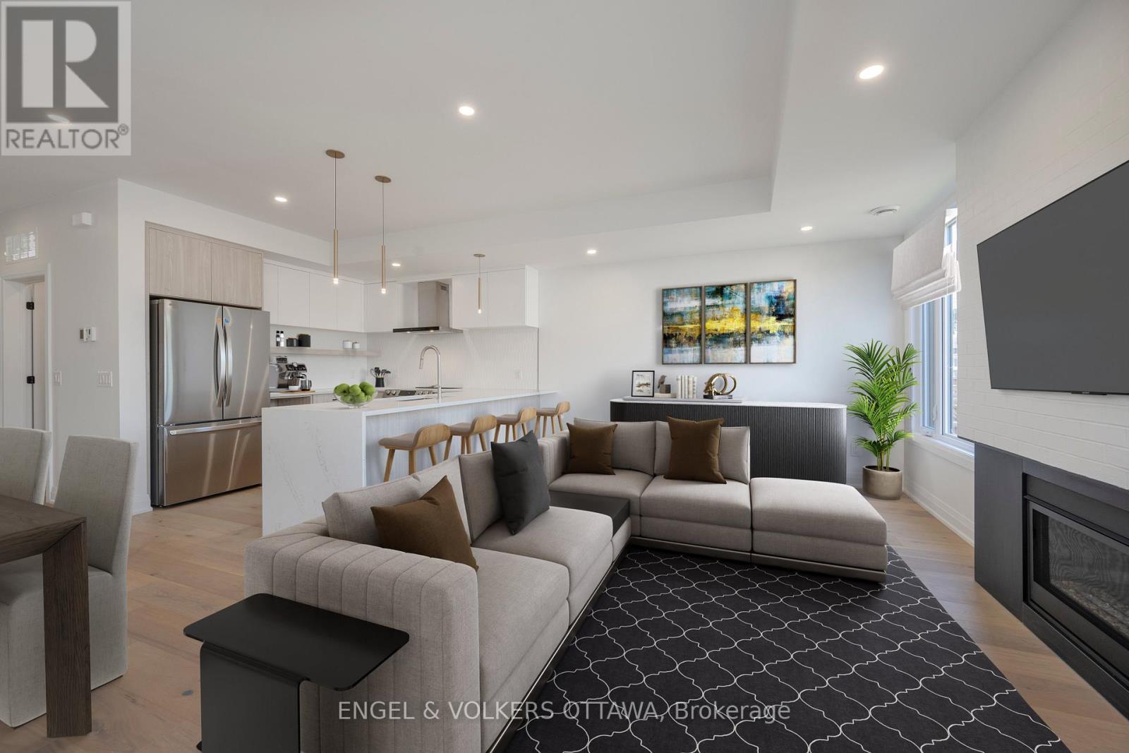 Virtually Staged - 75A Granton Avenue, Ottawa, ON - Indoor Photo Showing Living Room With Fireplace