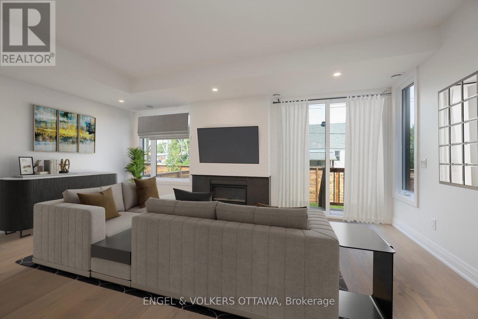 Virtually Staged - 75A Granton Avenue, Ottawa, ON - Indoor Photo Showing Living Room With Fireplace