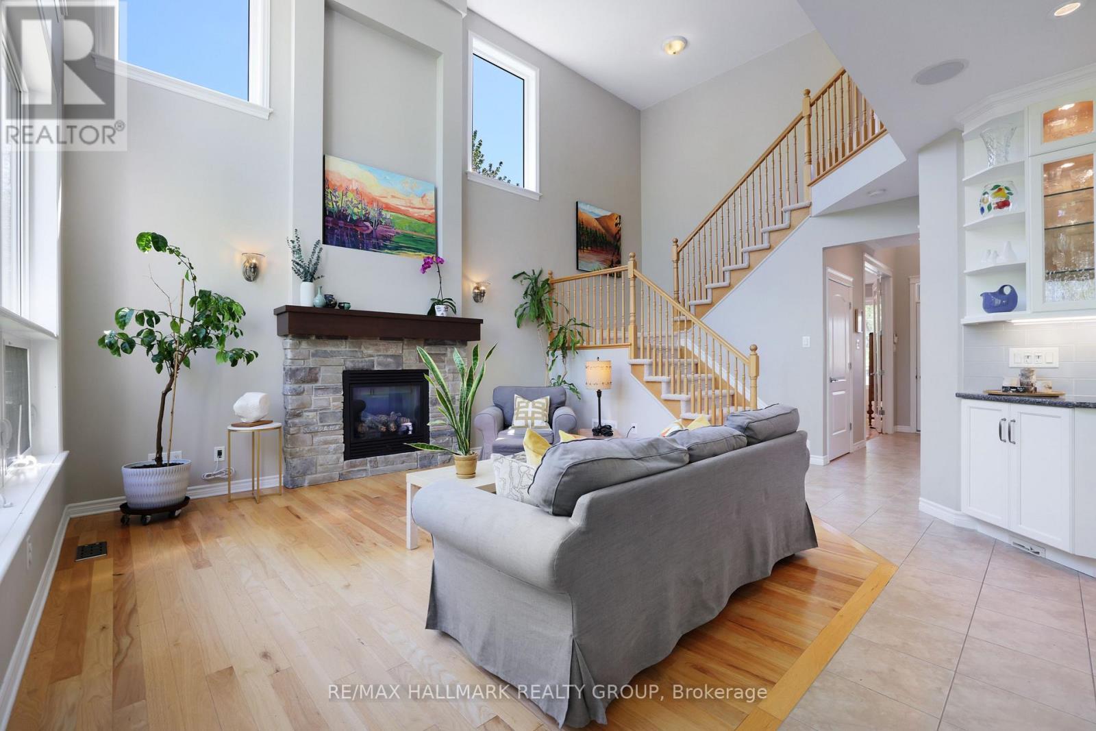 90 Stonewater Bay, Carleton Place, ON - Indoor Photo Showing Living Room With Fireplace
