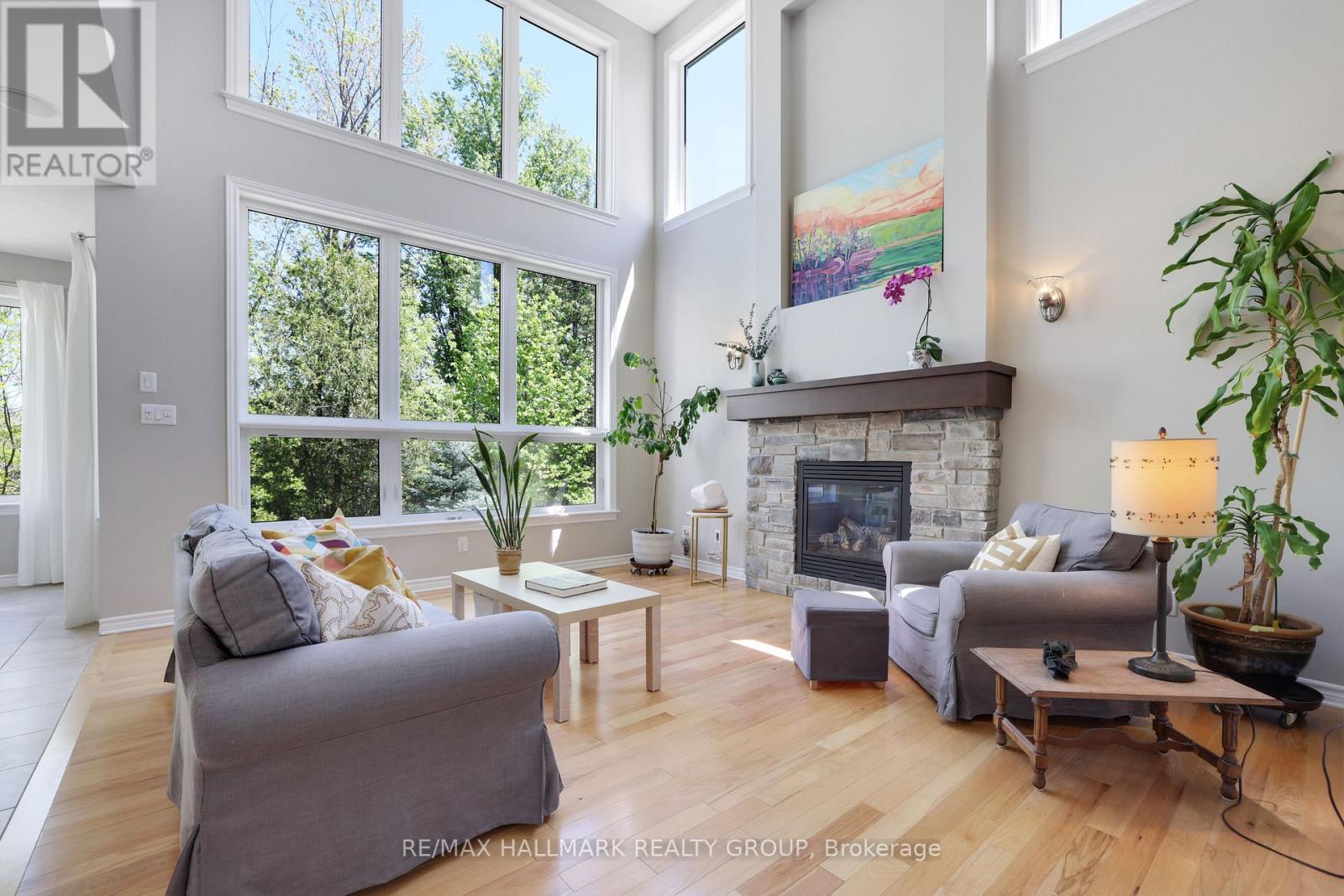 90 Stonewater Bay, Carleton Place, ON - Indoor Photo Showing Living Room With Fireplace