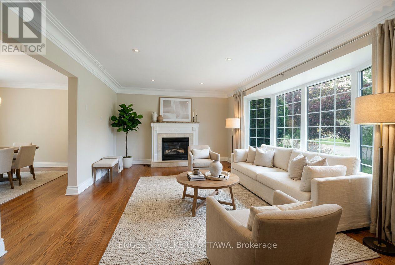 Virtually Staged - 23 Biscayne Crescent, Ottawa, ON - Indoor Photo Showing Living Room With Fireplace