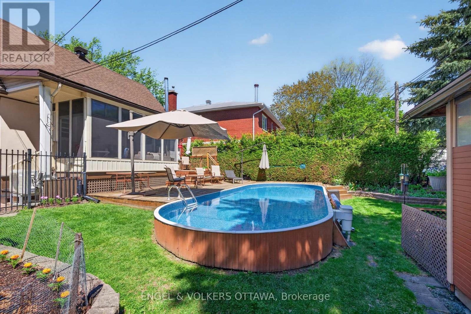 1396 Micmac Street, Ottawa, ON - Outdoor With Above Ground Pool With Deck Patio Veranda With Backyard