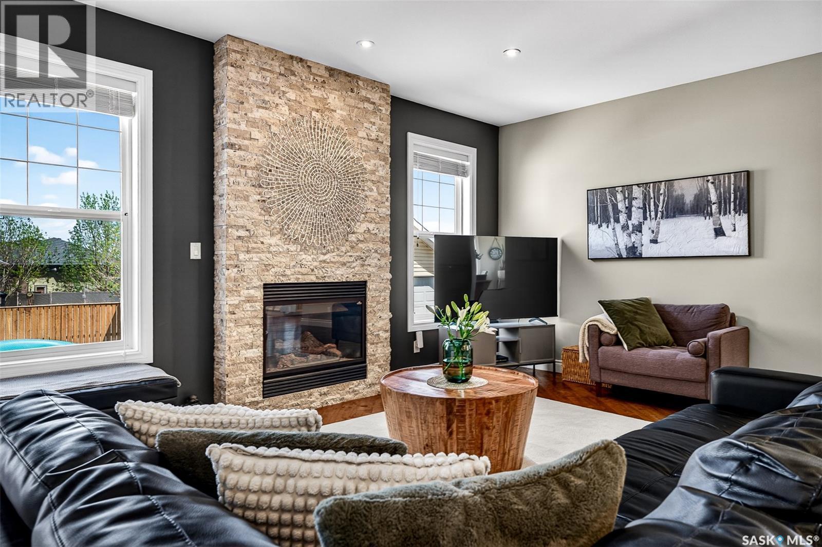 66 Everton Crescent, Moose Jaw, SK - Indoor Photo Showing Living Room With Fireplace