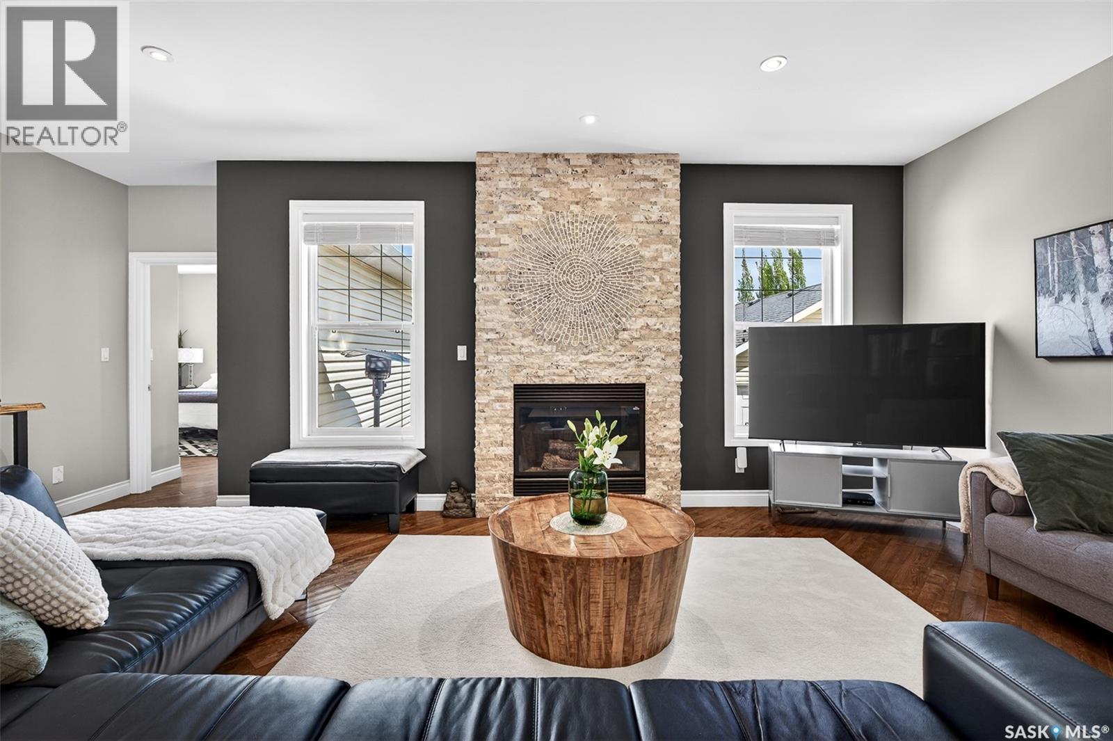 66 Everton Crescent, Moose Jaw, SK - Indoor Photo Showing Living Room With Fireplace