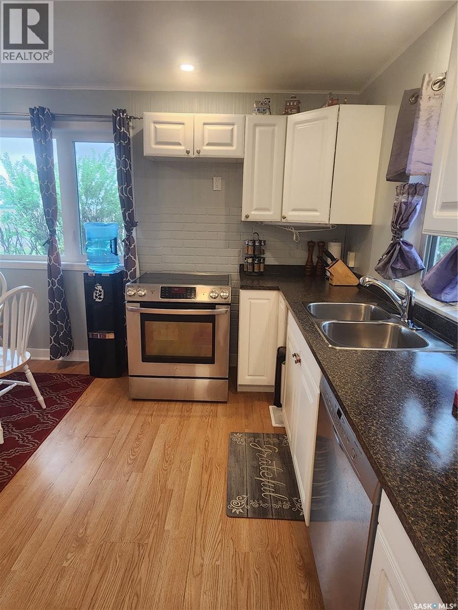 101 Centre Street, Frontier, SK - Indoor Photo Showing Kitchen With Double Sink