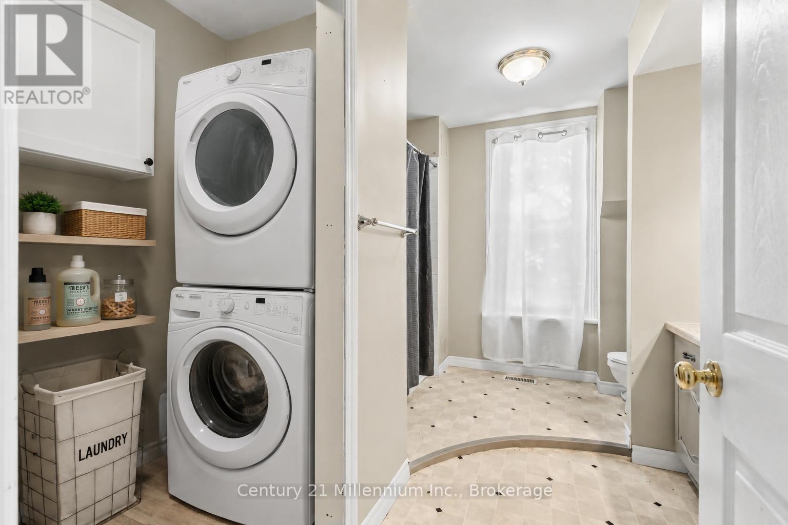 Virtually Staged - 26 Victoria Avenue, Grey Highlands, ON - Indoor Photo Showing Laundry Room