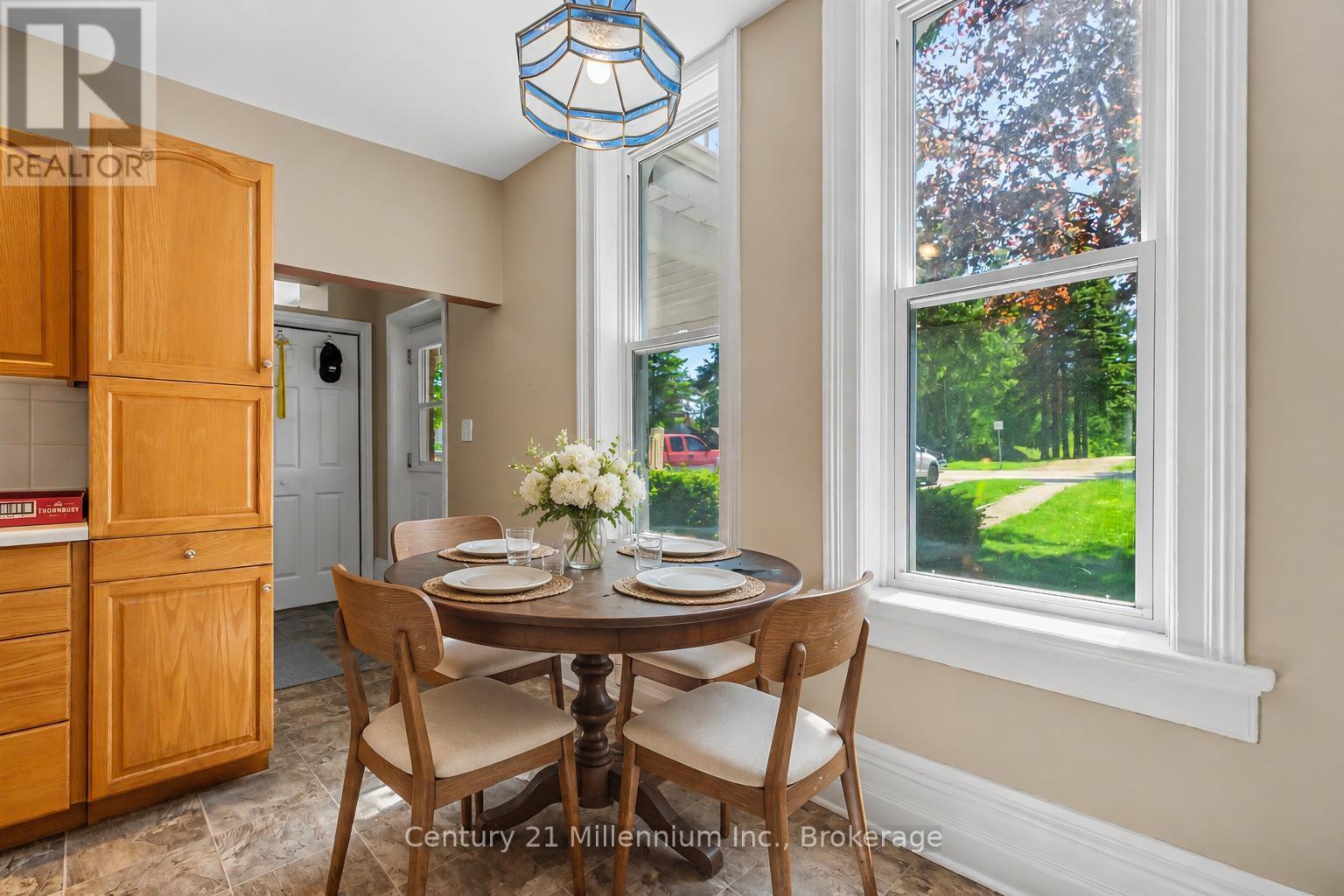 Virtually Staged - 26 Victoria Avenue, Grey Highlands, ON - Indoor Photo Showing Dining Room