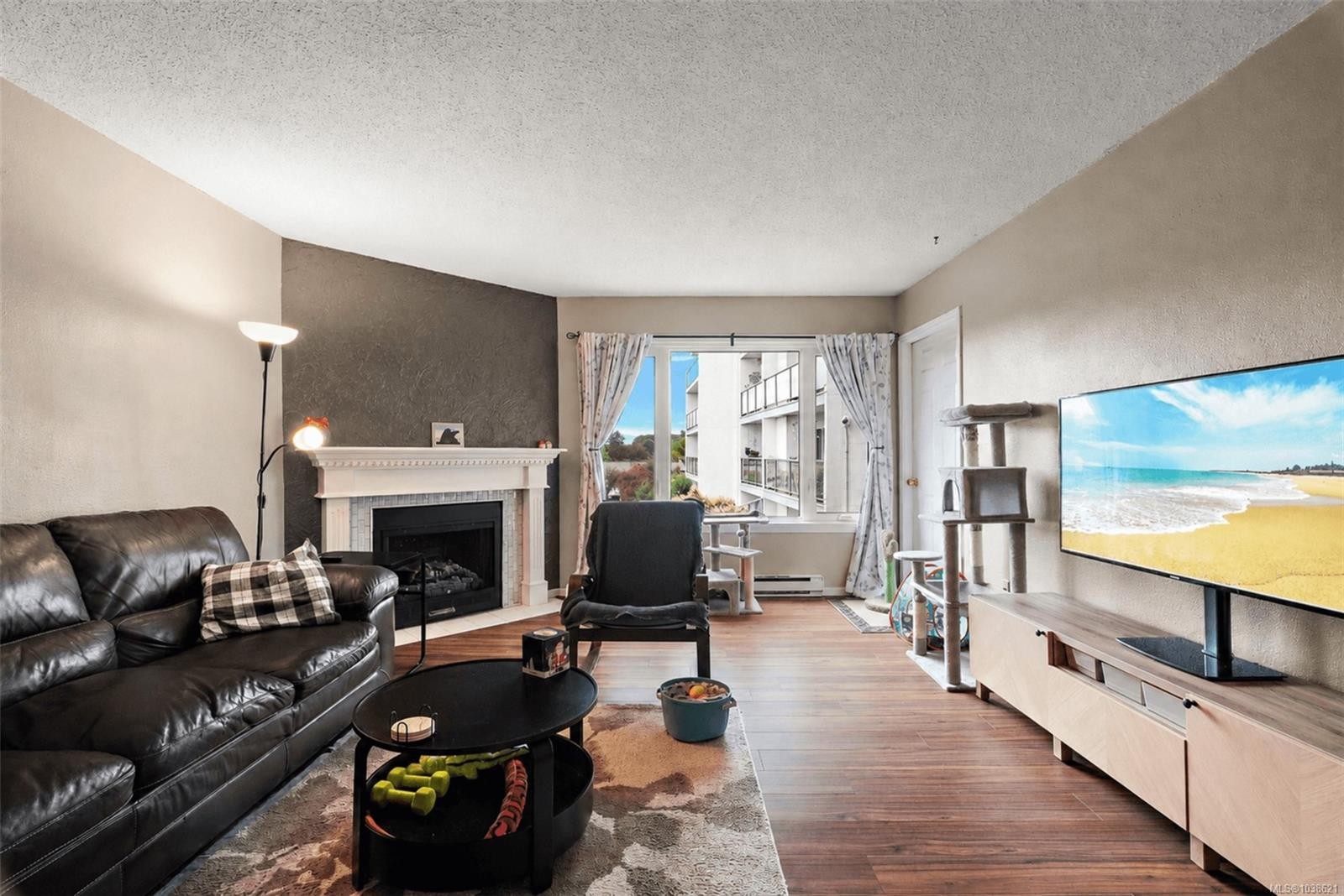 #211-290 Regina Ave, Saanich, BC - Indoor Photo Showing Living Room With Fireplace