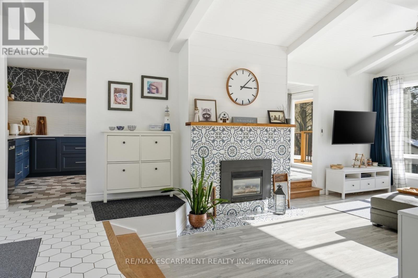81 Thomson Drive, Hamilton, ON - Indoor Photo Showing Living Room With Fireplace