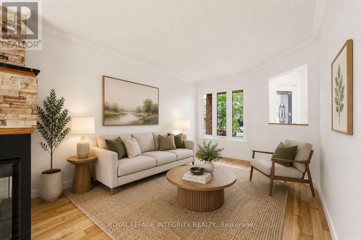 76 Hunterswood Crescent, Ottawa, ON - Indoor Photo Showing Living Room With Fireplace