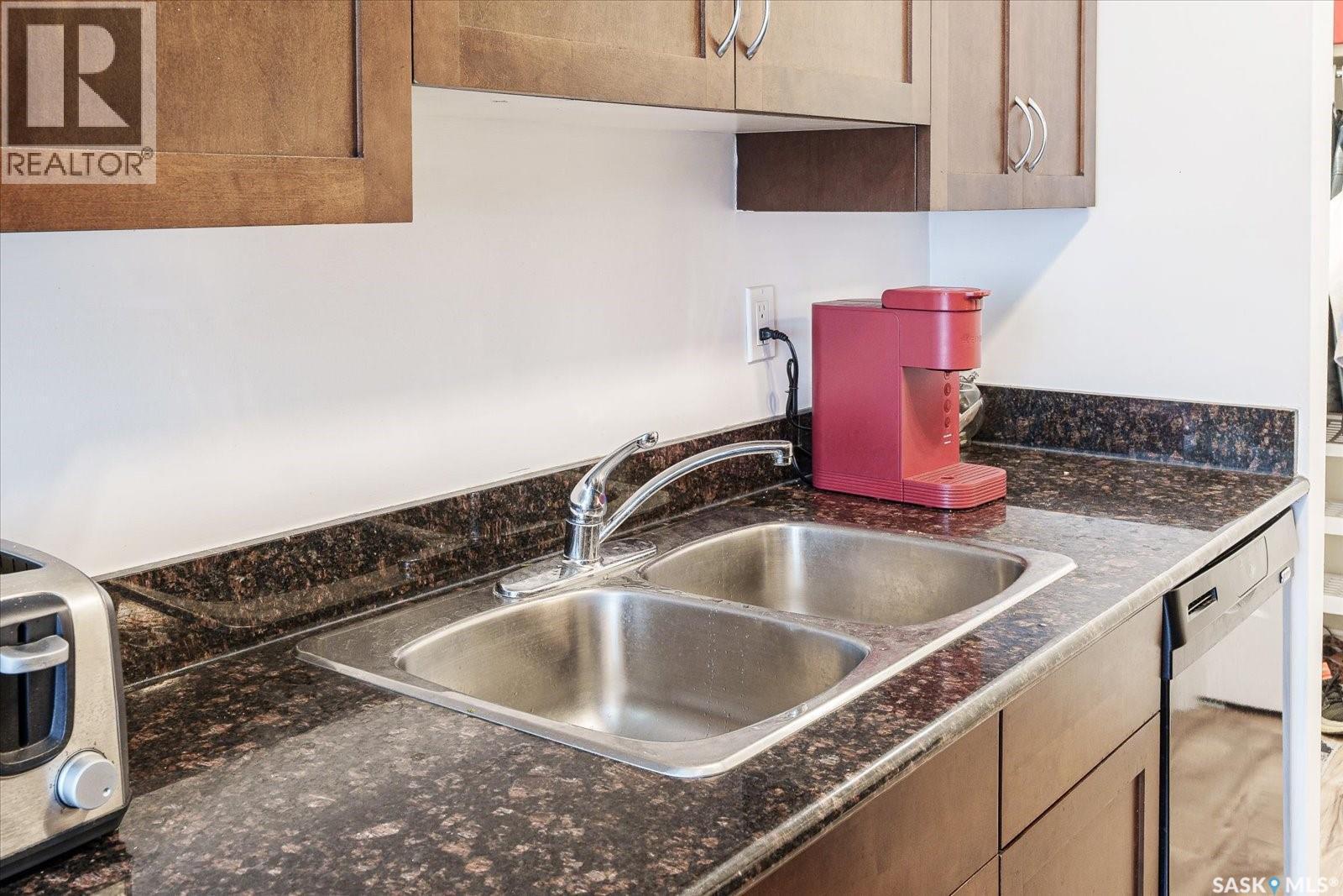 106 1013 Lansdowne Avenue, Saskatoon, SK - Indoor Photo Showing Kitchen With Double Sink