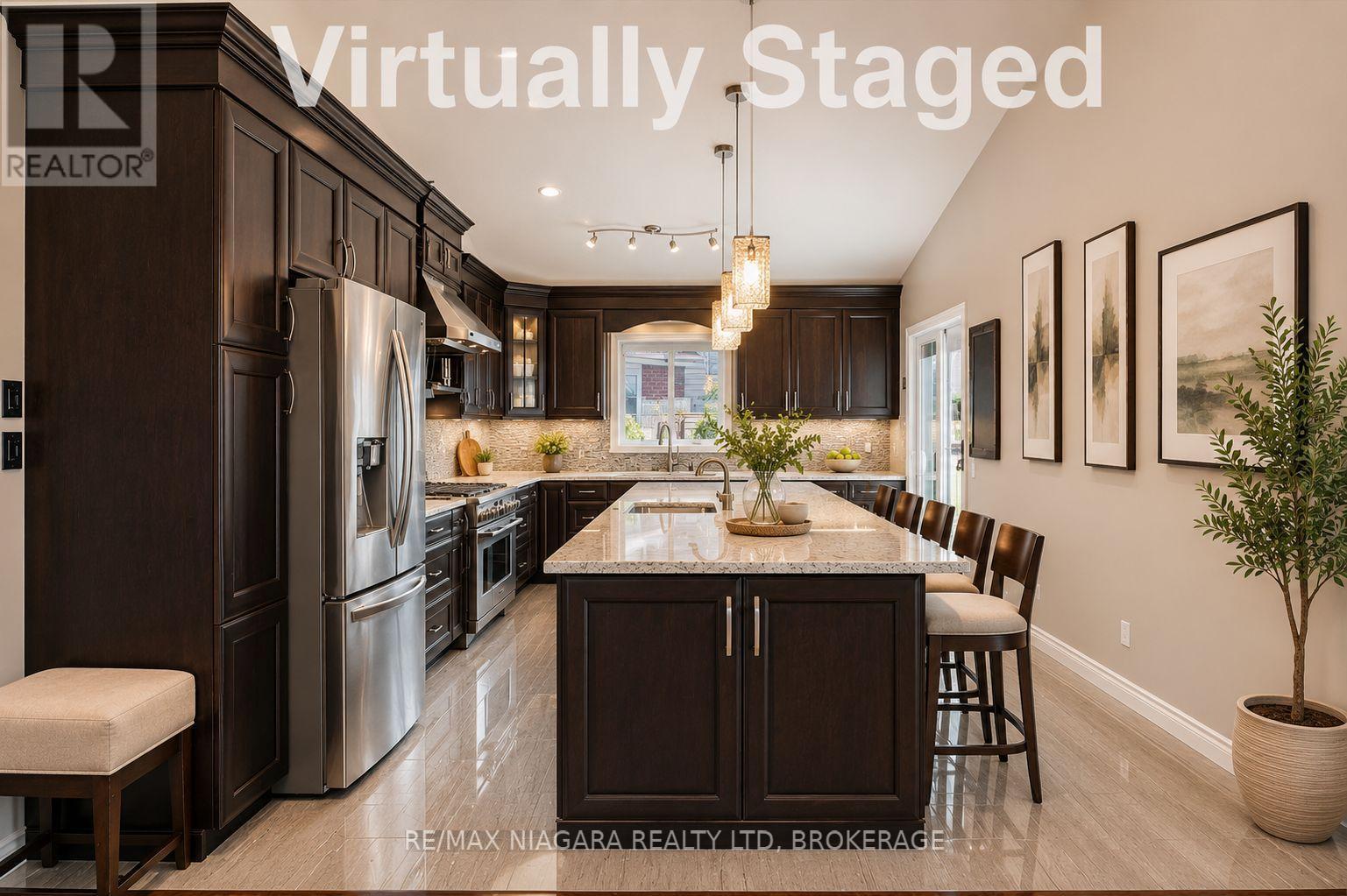 Kitchen Island Virtually Staged - 4457 Kathleen Crescent, Niagara Falls (Ascot), ON