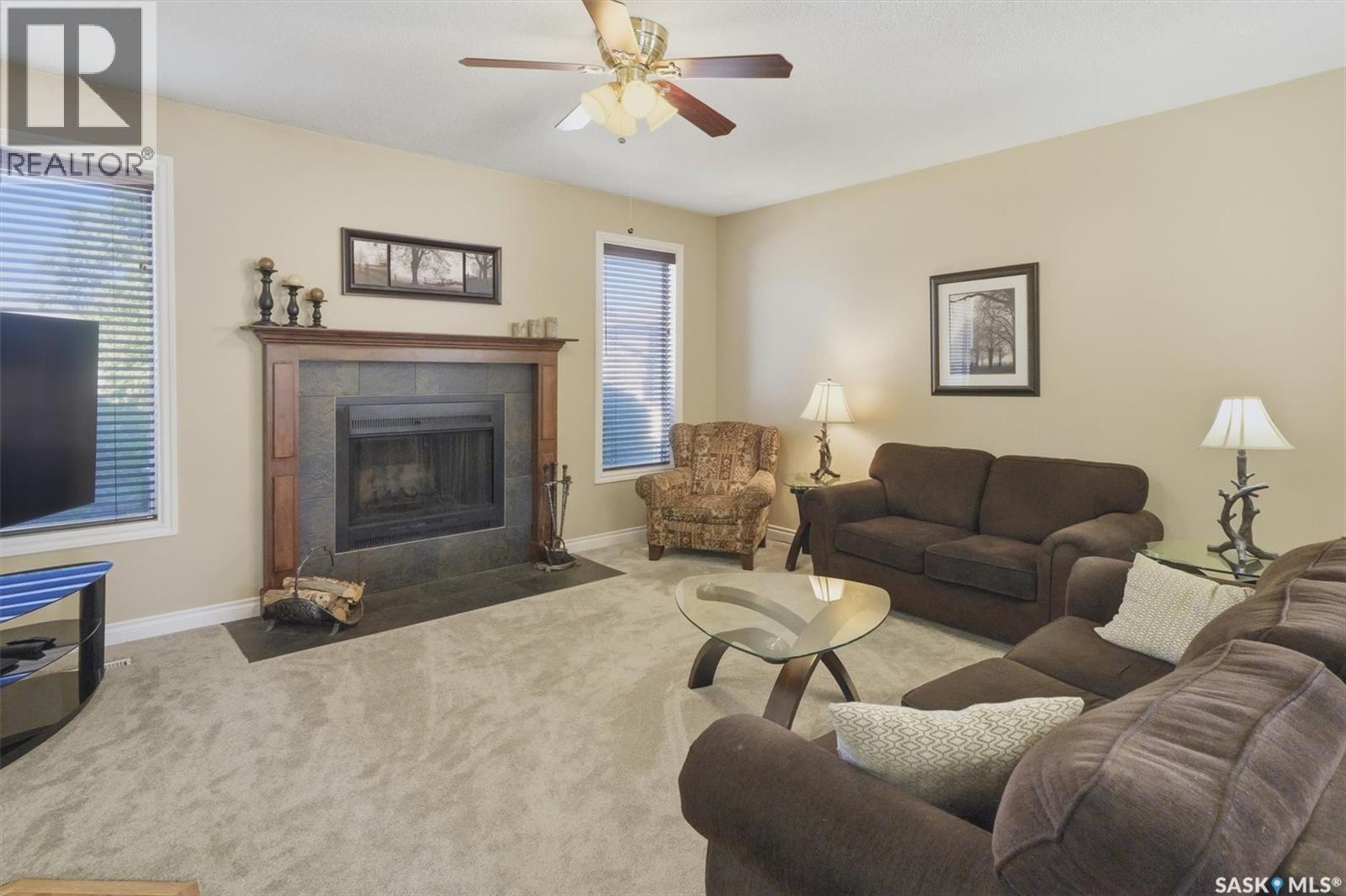414 Perreault Lane, Saskatoon, SK - Indoor Photo Showing Living Room With Fireplace
